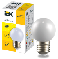 LIGHTING Лампа светодиодная декоративная G45 шар 1Вт 230В холодный белый E27 IEK