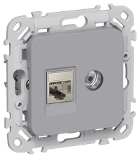 FLITE Розетка 2-местная RJ45/TV категория 5Е STP РКТВ5е-2-1-ФлС серый IEK