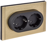 FORTE&PIANO Розетка 2-местная с заземлением без защитных шторок безвинтовое крепление 16А FP624M металл шампань IEK