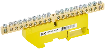 Шина PE "земля" на DIN-изол ШНИ-6х9-20-Д-Ж IEK (YNN10-69-20D-K05 ...