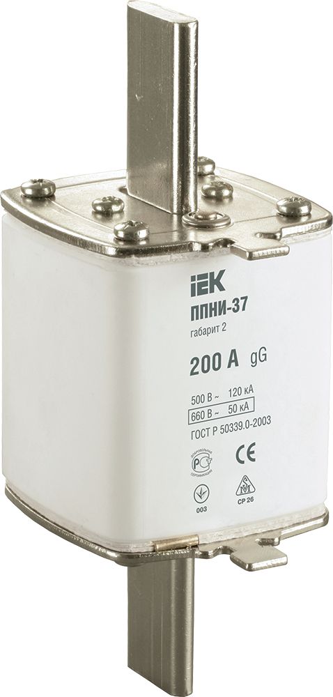 Плавкая вставка предохранителя ППНИ-37 габарит 2 200А IEK