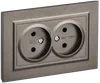 BRITE 2-gang socket without earthing without protective shutters 10A, complete RS12-2-BrTB dark bronze IEK0