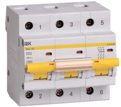 KARAT Автоматический выключатель ВА47-100 3P D 63А 10кА IEK