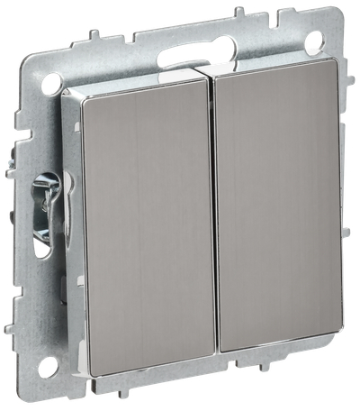 BRITE Выключатель 2-клавишный 10А ВС10-2-0-БрГН металл хром/никель IEK