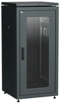 ITK LINEA N Шкаф сетевой 19" 28U 600х600мм стеклянная передняя дверь задняя металлическая черный