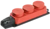 Розетка (колодка) 3-местная РБ33-1-0м с защитными крышками IP44 ОМЕГА каучук красная IEK0