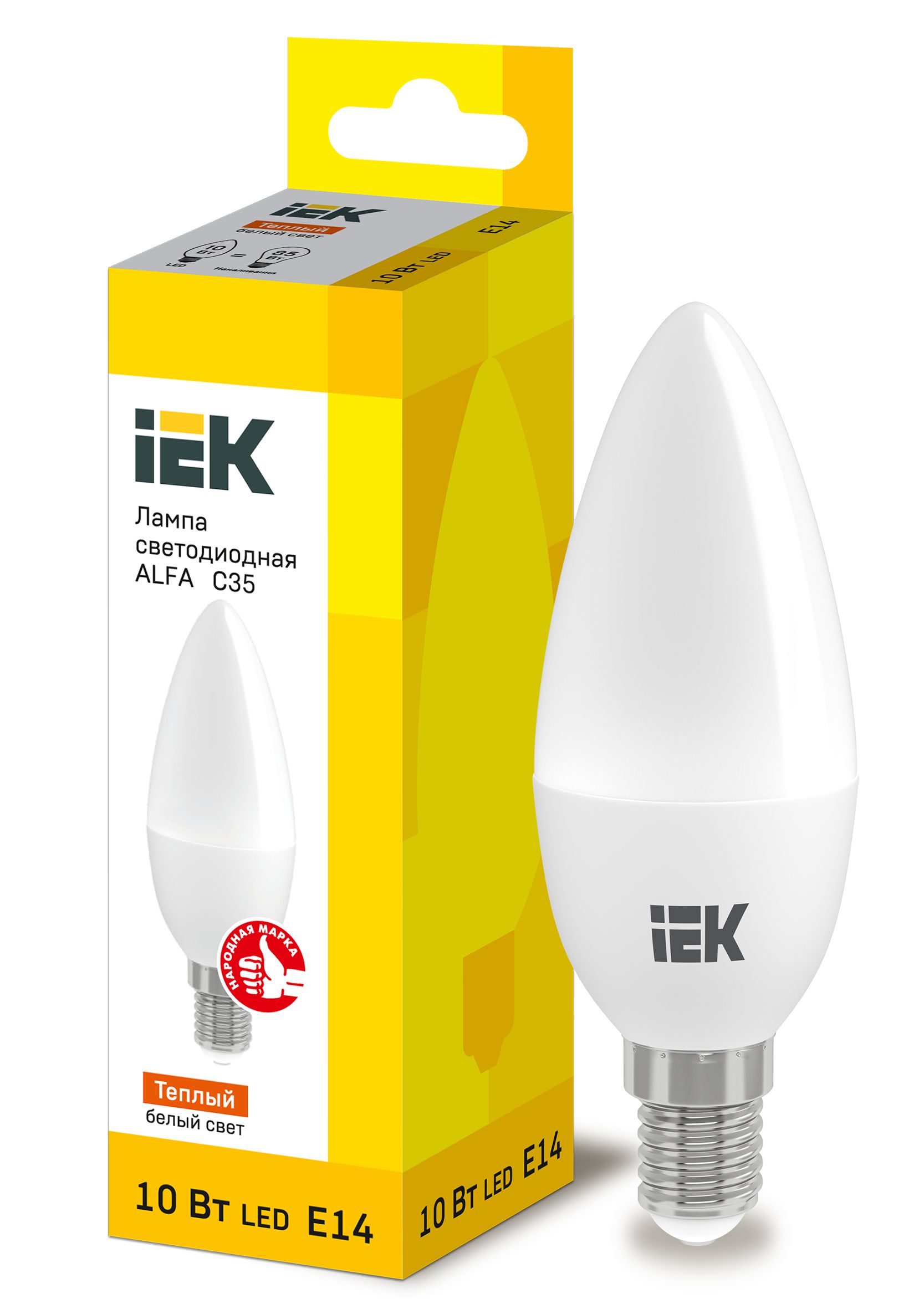 Лампа светодиодная ALFA C35 свеча 10Вт 230В 3000К E14 IEK (LLA-C35-10-230-30-E14)