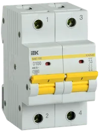 KARAT Automatic circuit breaker BA47-150 2P D 100A 15kA IEK