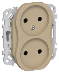 FLITE Розетка 2-местная без заземления без защитных шторок 10А РС02-0-ФлХ хаки IEK