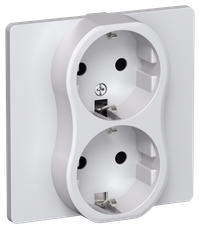 FLITE Розетка 2-местная с заземлением без защитных шторок безвинтовое крепление 16А РС12-1-К-ФлЖ жемчуг IEK