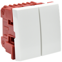 ВК4-22-00-П Выключатель проходной (переключатель) двухклавишный (на 2 модуля) белый IEK