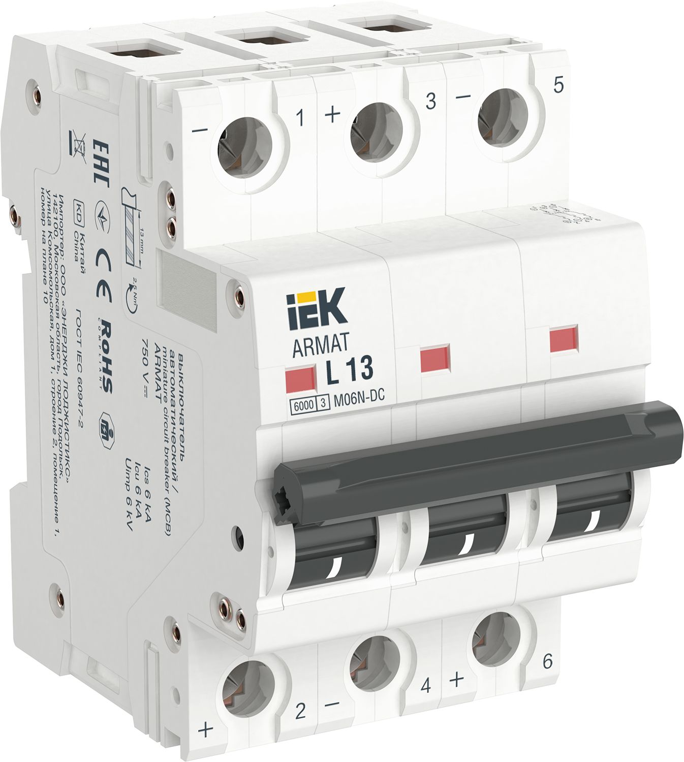 ARMAT Автоматический выключатель M06N-DC 3P L 13А IEK (AR-M06N-3-L013DC)