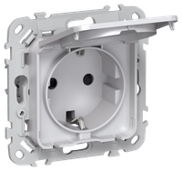 FLITE Розетка с заземлением с защитными шторками и крышкой безвинтовое крепление 16А IP44 РСшкр11-1-44-ФлЖ жемчуг IEK