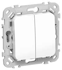 FLITE Выключатель 2-клавишный кнопочный проходной 10А ВС62-2-0-ФлБ белый IEK
