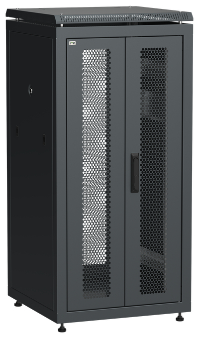 ITK LINEA N Шкаф сетевой 19" 24U 600х600мм двери передняя перфорированная задняя двустворчатая перфорированная черный