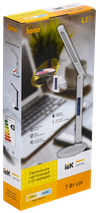 LIGHTING Светильник светодиодный настольный 2011 7Вт на подставке QI-заряд USB-выход кожа белый IEK1