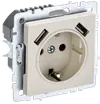 BRITE Socket outlet 1-gang with earthing with protective shutters 16A with USB A+A 5V 2.1A PYush10-1-BrKr beige IEK0