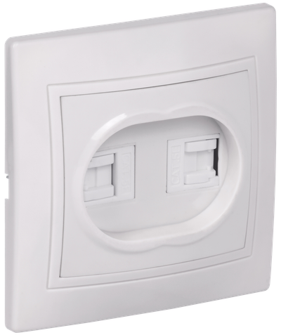 KVARTA Розетка 2-местная компьютерная RJ45 кат.5е РК12-КБ белый GENERICA