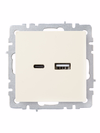 BRITE Розетка USB A+C 18Вт РЮ11-1-БрКр бежевый IEK1