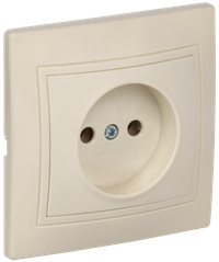 KVARTA Розетка 1-местная без заземления без защитных шторок 10А кер. РС10-2-Км кремовый GENERICA