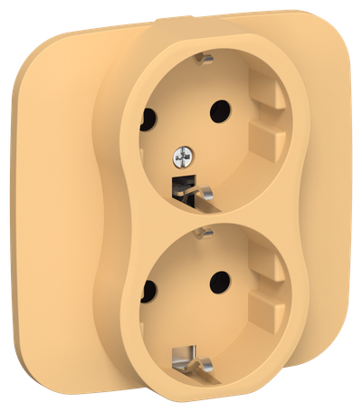 FLITE 2-gang socket with grounding without protective shutters 16A RS12-0-A-FLZ goldenrod IEK