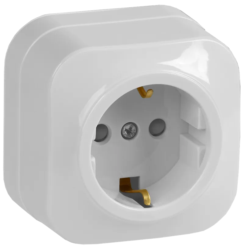 RSSh20-3-XB Single socket with grounding contact with protective shutter 16A open installation GLORY (white) IEK