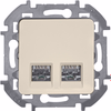 INSPIRIA Розетка компьютерная двойная RJ45 категория 5Е UTP слоновая кость4