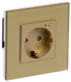 iTEQ SMART-розетка 16А с поддержкой WIFI+BLE со стеклянной рамкой и защитными шторками золотая ONI0