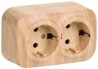 RS22-3-XC Double socket with grounding contact 16Awith opening installation GLORY (pine) IEK