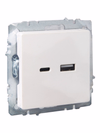 BRITE Розетка USB A+C 18Вт РЮ11-1-БрЖ жемчуг IEK5