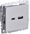 BRITE Розетка USB A+C 18Вт РЮ11-1-БрА алюминий IEK0