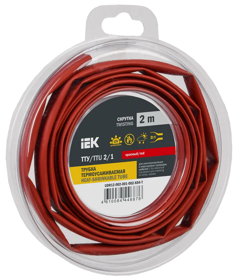 Heat shrink tubing TTU ng-LS 2/1 red (2m/pack) IEK