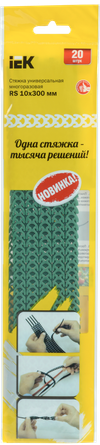 Стяжка универсальная многоразовая RS 10х300мм зеленая (20шт/упак) IEK1