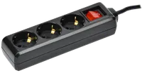 U03K extension cord 3 places with grounding 1.5m 3x1mm2 16A 250V black IEK