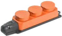 РБ33-1-0m Triple socket (block) with protective covers OMEGA IP44 orange rubber IEK