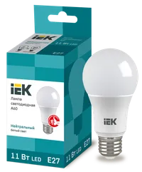 LED lamp A60 pear 11W 230V 4000K E27 IEK