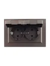 BRITE 2-gang socket outlet with protective shutters and cover 16A, complete IP44 RSbsh12-3-44-BrTB dark bronze IEK9