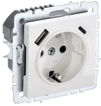 BRITE Socket 1gang grounded with protective shutters 16A with USB A+C 18W RUSh11-1-BrB white IEK