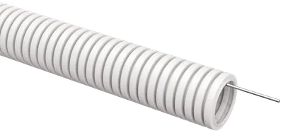 ELASTA Corrugated PVC pipe d=32mm with probe white (25m) IEK