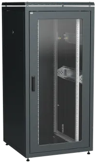 ITK LINEA N Шкаф сетевой 19" 33U 800х800мм стеклянная передняя дверь задняя металлическая черный