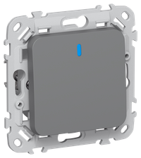 FLITE Выключатель 1-клавишный проходной с индикацией 10А ВС61-1-1-ФлМА мокрый асфальт IEK