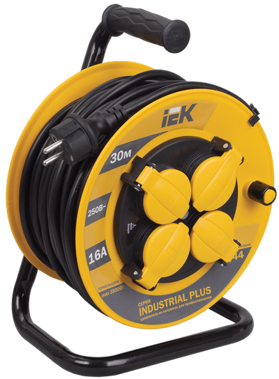Катушка УК30 4 места IP44 с заземлением с термозащитой 3х1,5мм2 "Industrial plus" 30м IEK