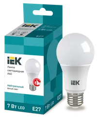 LED lamp A60 pear 7W 230V 4000K E27 IEK