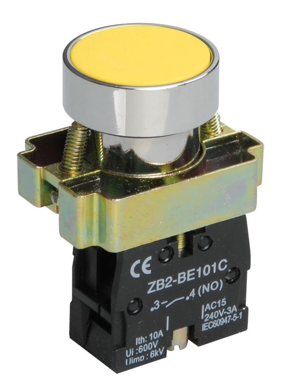 Кнопка управления LAY5-BA51 без подсветки желтая 1NO IEK (BBT60-BA-K05)