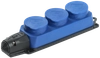 РБ33-1-0м Розетка (колодка) трехместная с защитными крышками ОМЕГА IP44 каучук синяя IEK0