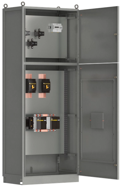 Панель вводная ВРУ-8505 МУ 4ВА-8-25-0-30 выключатели автоматические 3Р 2х250А контактор реверсивный 1х265А и учет IEK