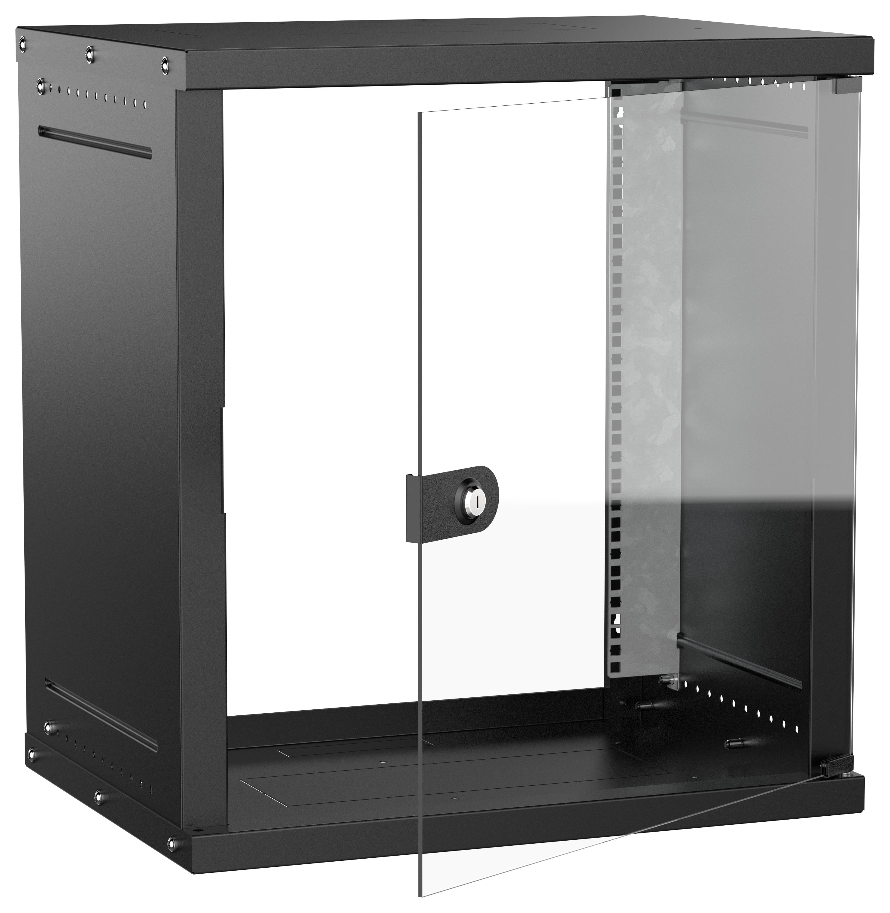 Шкаф настенный 19" 12U 600х450мм стеклянная дверь черный GENERICA (LWE5-12U64-GF-G)