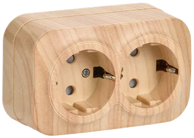 RSSh22-3-XC Double socket with grounding contact with protective shutter 16A open installation GLORY (pine) IEK