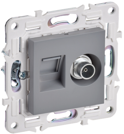 SKANDY Розетка двойная TV+RJ45 кат.6 SK-A15Gr серый IEK