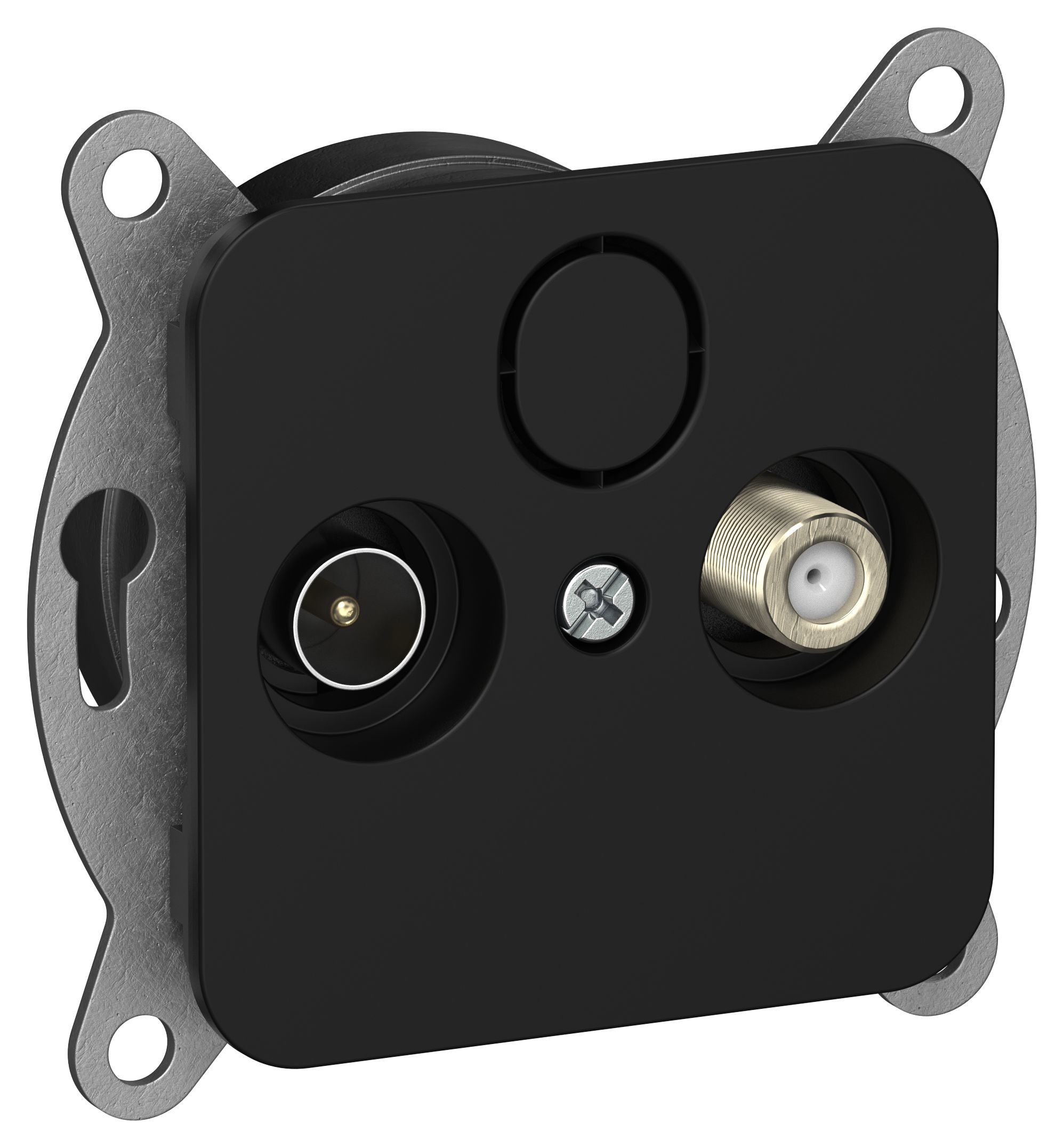 FLITE Розетка 2-местная TV+SAT экранированная проходная РТВс-2-1-2-ФлЧ черный IEK